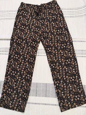Black Floral Print Pants